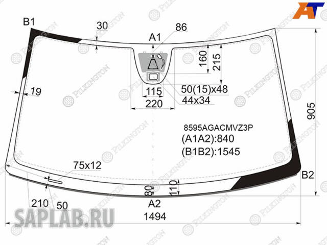Купить PILKINGTON 8595AGACMVZ3P Автостекло WS8595GACM3 на VOLKSWAGEN TIGUAN [Акуст.+ДД+Камера движ. по полосе] (2011-2017) //EURO: 8595AGACMVZ3P ветровое стекло